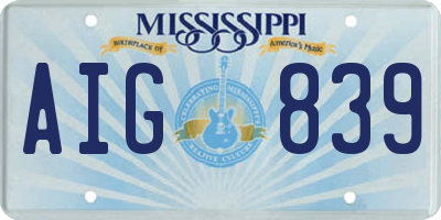 MS license plate AIG839