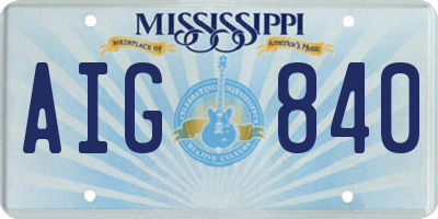 MS license plate AIG840