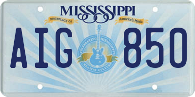 MS license plate AIG850