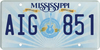 MS license plate AIG851