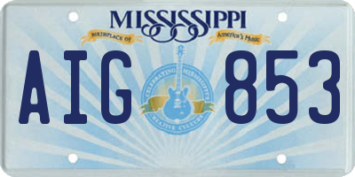 MS license plate AIG853