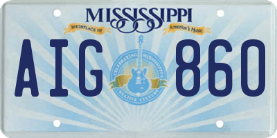 MS license plate AIG860