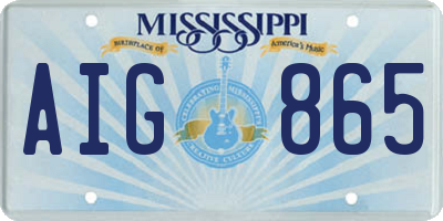 MS license plate AIG865