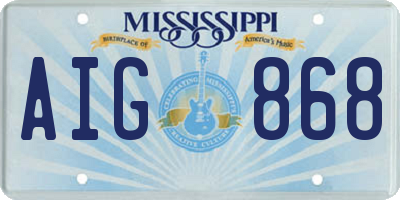 MS license plate AIG868