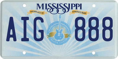 MS license plate AIG888