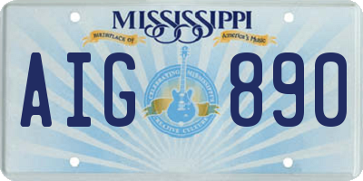 MS license plate AIG890
