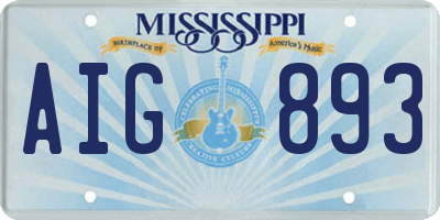MS license plate AIG893