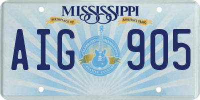 MS license plate AIG905