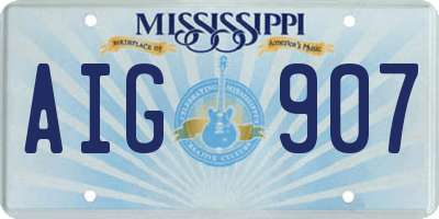 MS license plate AIG907