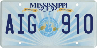 MS license plate AIG910