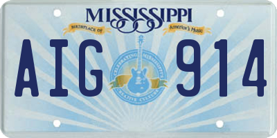 MS license plate AIG914