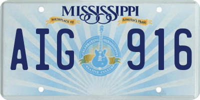 MS license plate AIG916