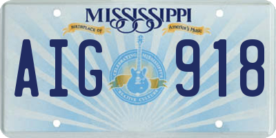 MS license plate AIG918