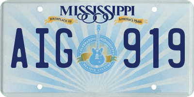 MS license plate AIG919