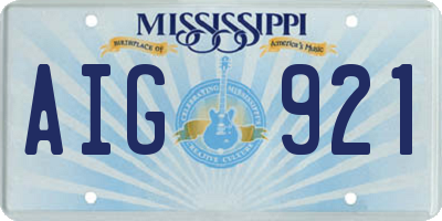 MS license plate AIG921