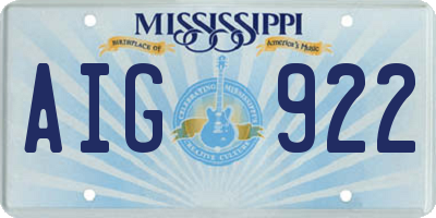MS license plate AIG922
