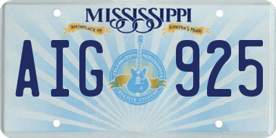 MS license plate AIG925