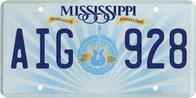 MS license plate AIG928