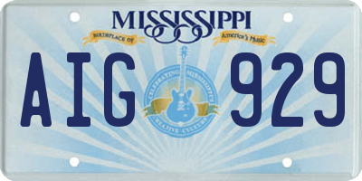 MS license plate AIG929
