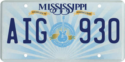 MS license plate AIG930