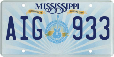 MS license plate AIG933
