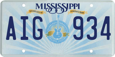 MS license plate AIG934