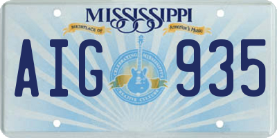 MS license plate AIG935