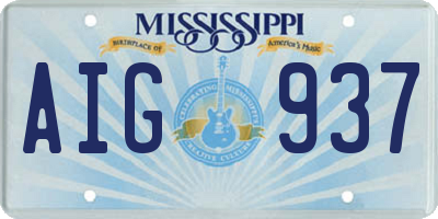 MS license plate AIG937