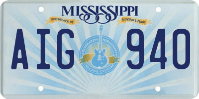 MS license plate AIG940