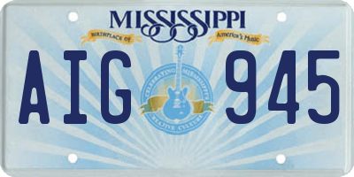 MS license plate AIG945