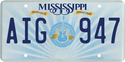 MS license plate AIG947