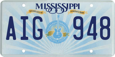 MS license plate AIG948