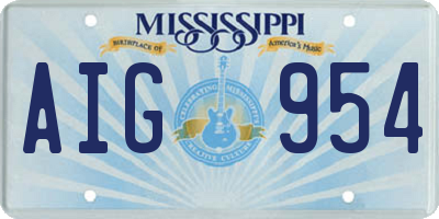 MS license plate AIG954