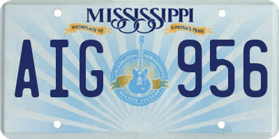 MS license plate AIG956