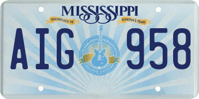 MS license plate AIG958
