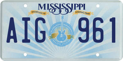 MS license plate AIG961