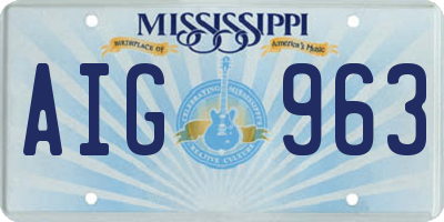 MS license plate AIG963