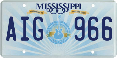MS license plate AIG966