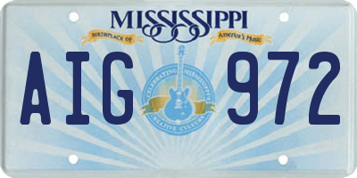 MS license plate AIG972