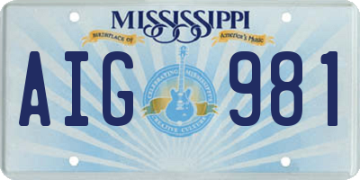 MS license plate AIG981