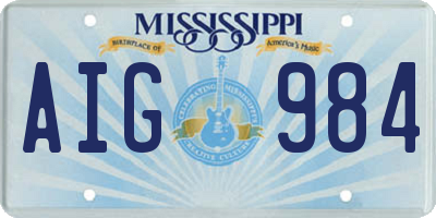 MS license plate AIG984