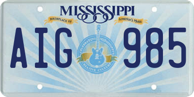 MS license plate AIG985