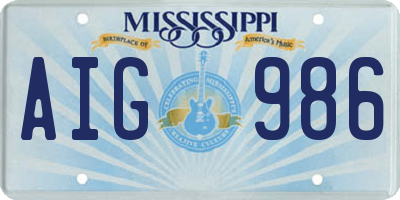MS license plate AIG986