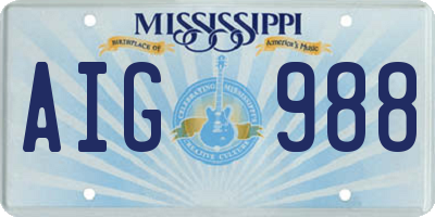 MS license plate AIG988