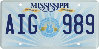 MS license plate AIG989