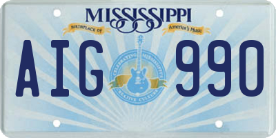 MS license plate AIG990