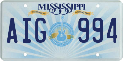 MS license plate AIG994