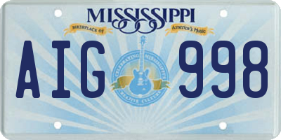 MS license plate AIG998