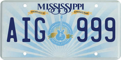 MS license plate AIG999