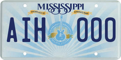 MS license plate AIH000